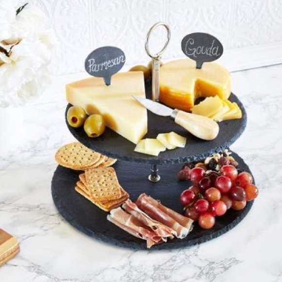 Black Slate 2-Tier Round Cake Stand - Picture 6 of 7